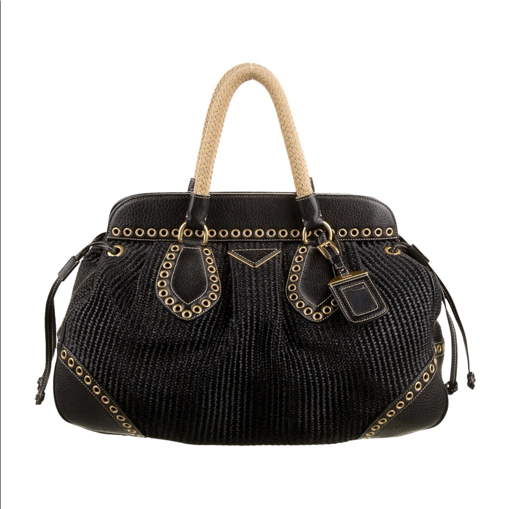 PRADA Paglia & Vitello Daino Frame Bag